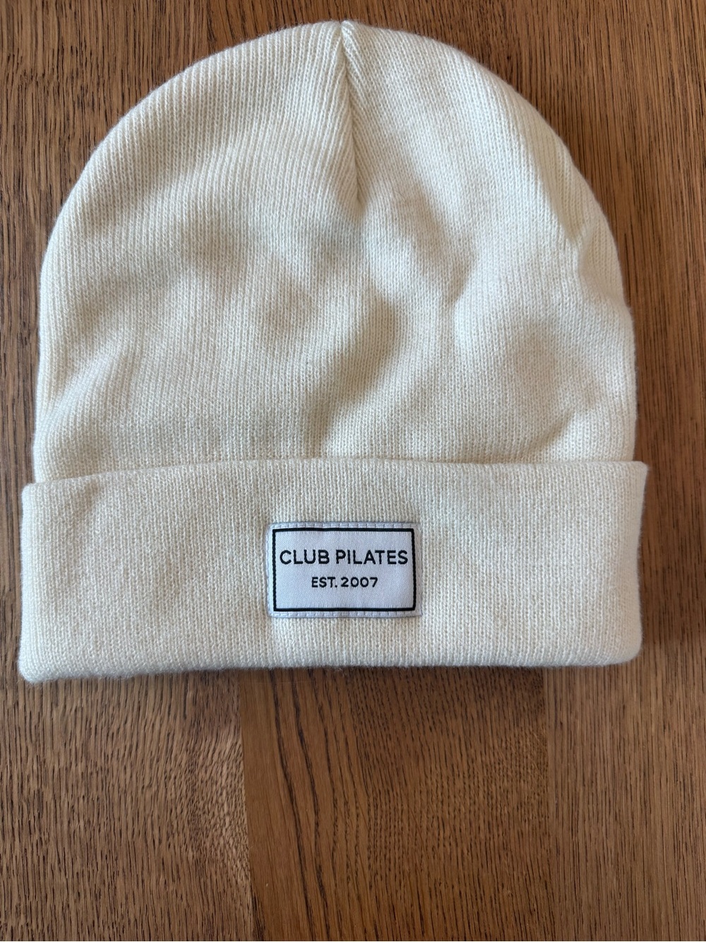 Club Pilates Cream Knit Beanie Hat